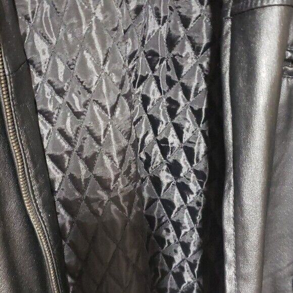 Vintage Duke Haband Black Leather Jacket Men’s XL Quilted Lining Pockets - Picture 7 of 9